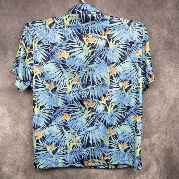 IZOD Saltwater Polo Shirt Mens XL Blue Floral Relaxed Classics All Over Print - Picture 2 of 10